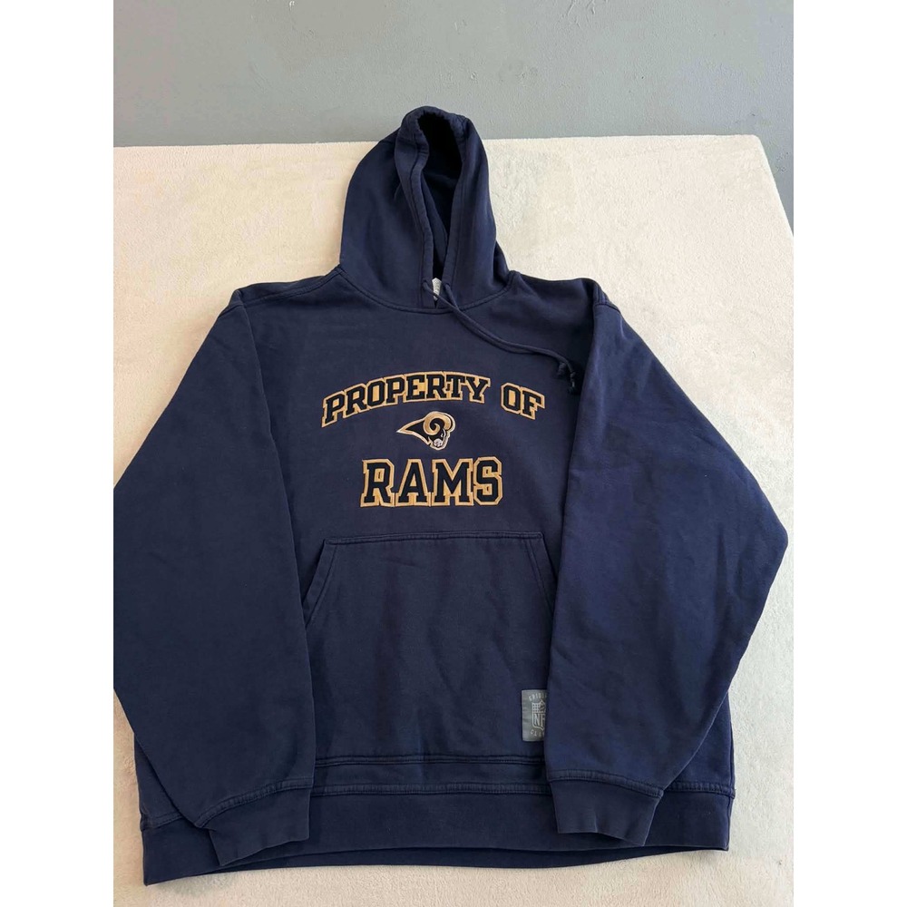 Reebok Mens XL Navy Blue St. Louis Rams Hoodie NFL Classic Gridiron Sweatshirt